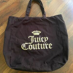 Juicy Couture Black Fabric with Gold Print Metal Snap Button Closure